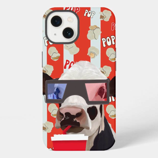 Coque iPhone Fun Retro Popcorn Whimsical Cow - Red Stripes (Verso)
