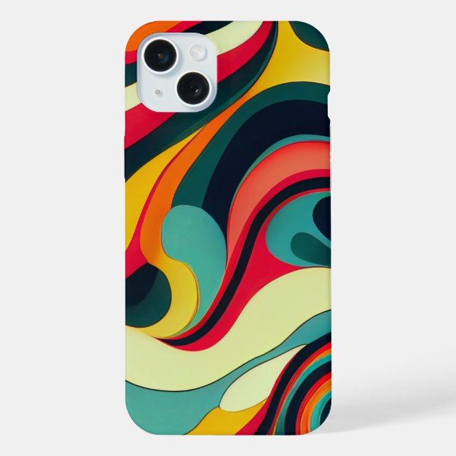 Coque iPhone Fun Retro Swirl iPhone 15 Plus Coque. (Verso)