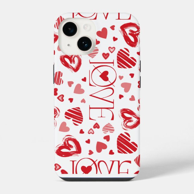 Coque iPhone Funda/Case para iPhone Patrón_corazones romántico (Verso)