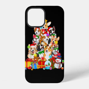 Coque iPhone 12 Funky Corgi Noël Lumières Chien Chien Chien Chien 
