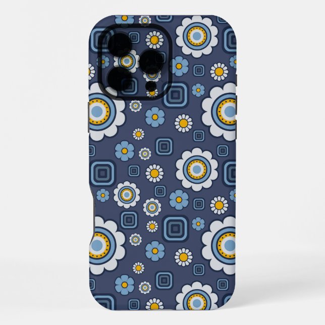 Coque iPhone Funky Daisy's en bleu (Verso)
