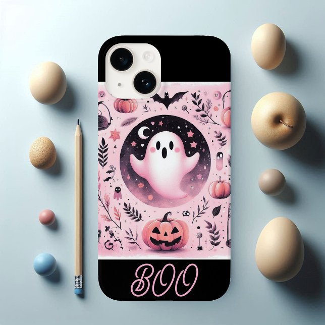 Coque iPhone Funky Friendly Boo Spooky Jack O Lanterns Pastel  (Funky Friendly Boo Spooky Jack O Lanterns Pastel Case-Mate iPhone Case)