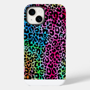 Coque Pour iPhone 14 Funky Neon Empreinte de léopard coloré