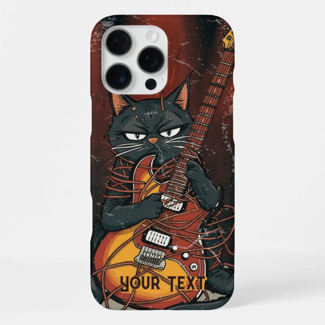Coque iPhone Funny Black Cat Electric Guitar Player Gift (Verso)