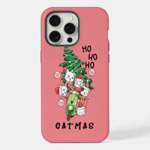 Coque iPhone 15 Pro Max Funny Cat Claus Joyeux Catmas
