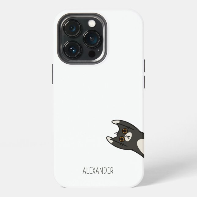 Coque iPhone Funny Chat noir personnalisé (Dos)
