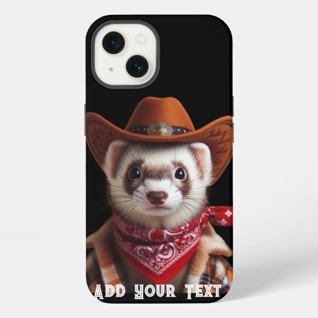 Coque iPhone Funny Cowboy Ferret style occidental (Verso)