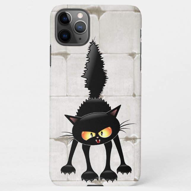 Coque iPhone Funny Fierce Black Cat Cartoon  (Dos)