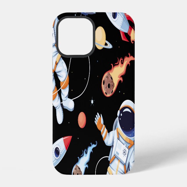 Coque iPhone Fusée d'astronaute : motif transparent d'espace vi (Verso)