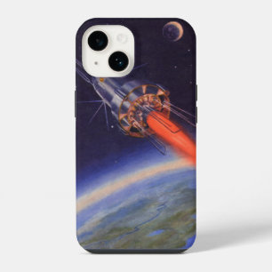 Coque Pour iPhone 14 Fusée de science-fiction vintage dans l'espace au-