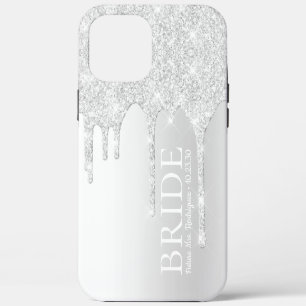 Coque iPhone 12 Pro Max Futur épouse Mrs Silver Glitter Drip