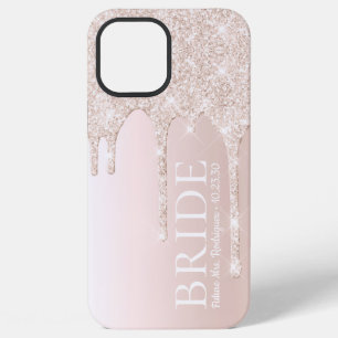 Coque iPhone 12 Pro Max Futur nom de femme mariée rose poudré paillettes q