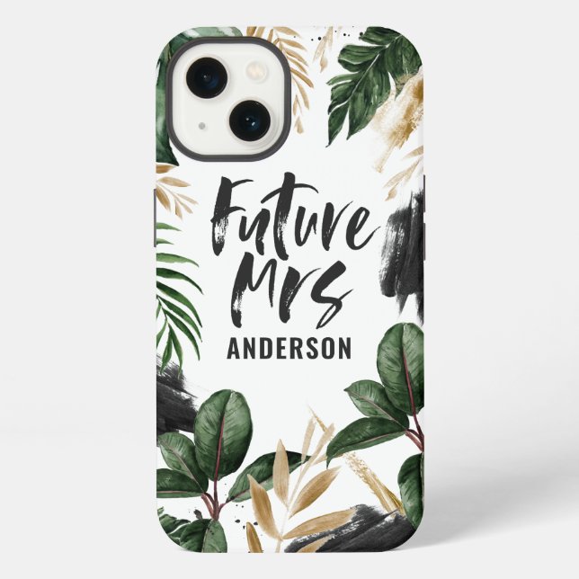 Coque iPhone Future Mme feuille tropicale et typographie (Verso)