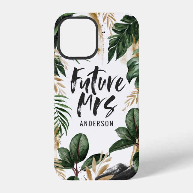 Coque iPhone Future Mme feuille tropicale et typographie (Verso)