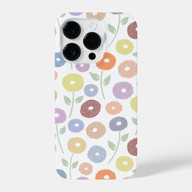 Coque iPhone Fuzzy Flower Rpt Pattern Pastels on White (Verso)