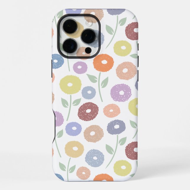 Coque iPhone Fuzzy Flower Rpt Pattern Pastels on White (Verso)