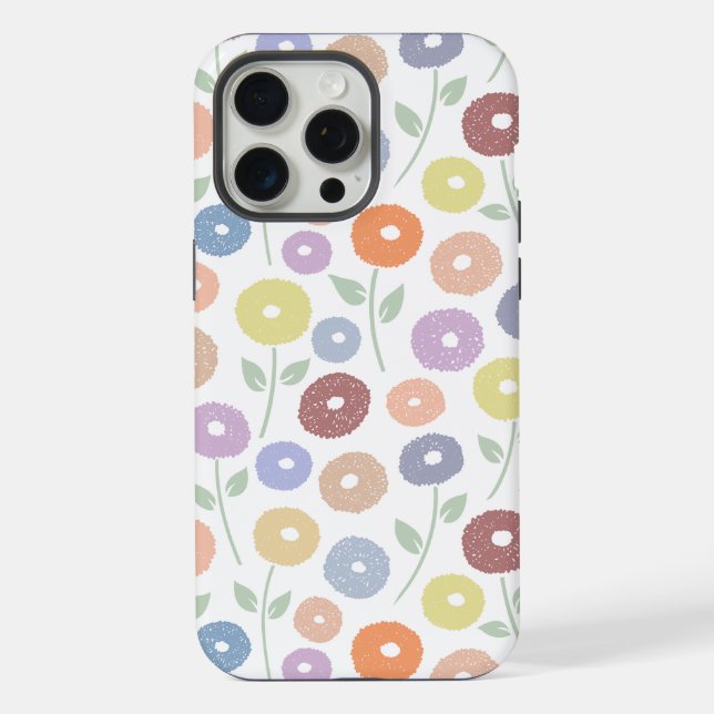 Coque iPhone Fuzzy Flower Rpt Pattern Pastels on White (Verso)