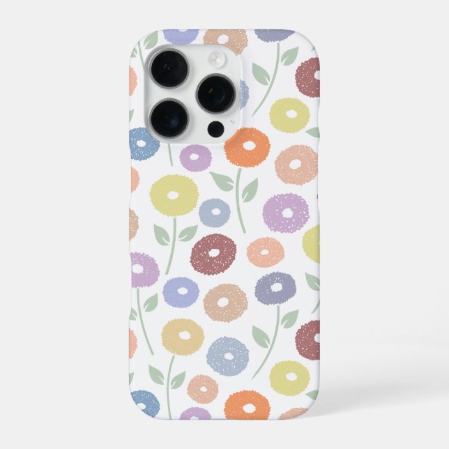 Coque iPhone Fuzzy Flower Rpt Pattern Pastels on White (Verso)