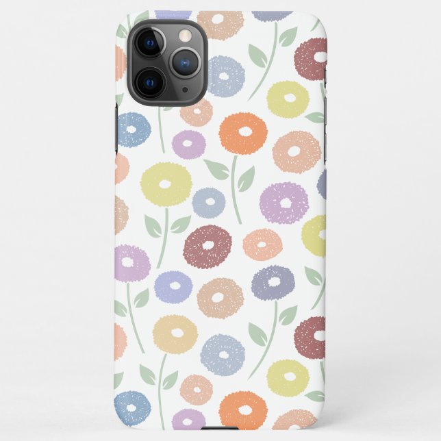 Coque iPhone Fuzzy Flower Rpt Pattern Pastels on White (Dos)