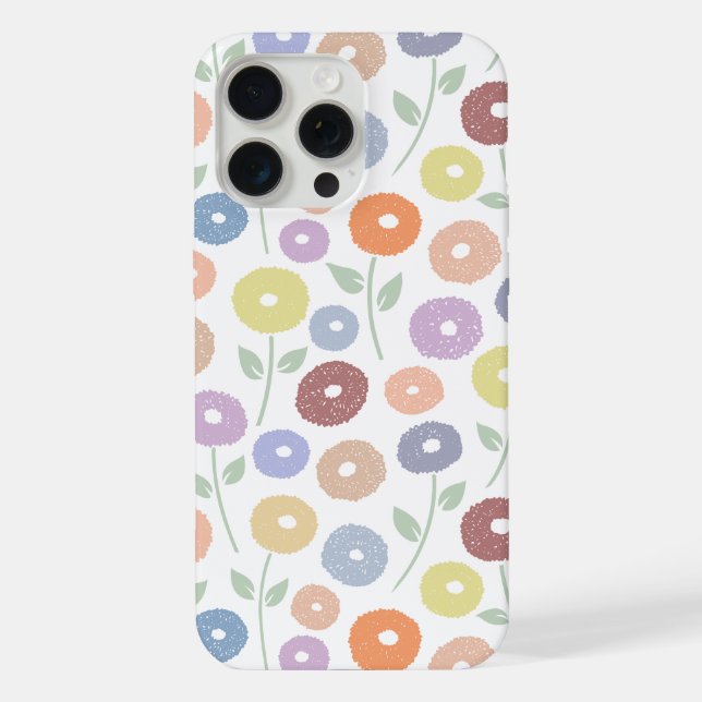 Coque iPhone Fuzzy Flower Rpt Pattern Pastels on White (Verso)