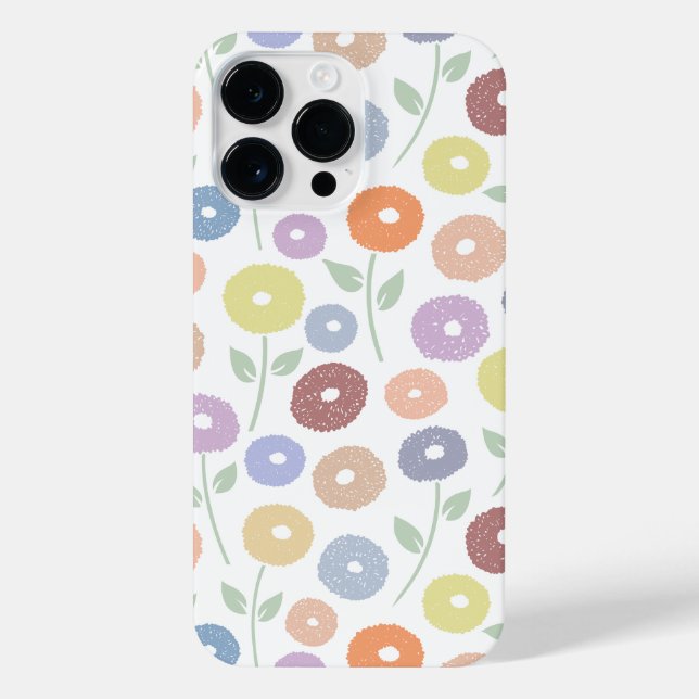 Coque iPhone Fuzzy Flower Rpt Pattern Pastels on White (Verso)