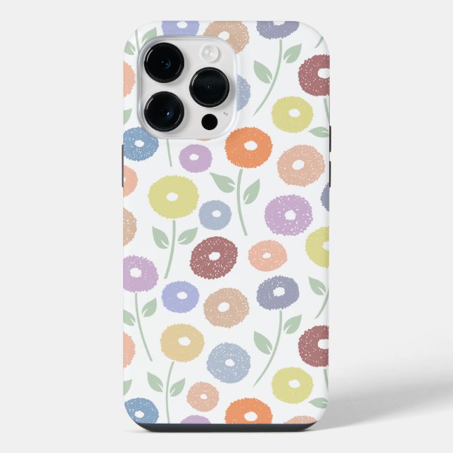 Coque iPhone Fuzzy Flower Rpt Pattern Pastels on White (Verso)