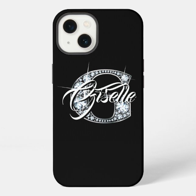 Coque iPhone G Faux Diamant Bling Monogramme (Verso)