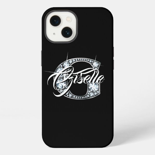 Coque iPhone G Faux Diamant Bling Monogramme (Verso)
