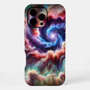 Coque iPhone 16 Pro Max Galaxie spirale cosmique colorée avec nébuleuse ra