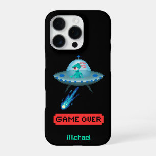 Coque iPhone 16 Pro 'Game Over' Extraterrestre Volant UFO Vaisseau Spa