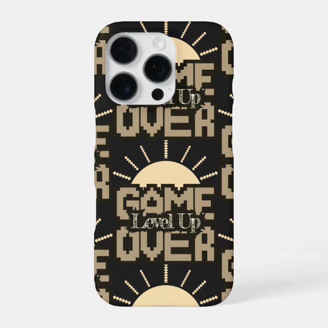 Coque iPhone Game Over, Level Up : Aventure de bloc de pixel ré (Verso)