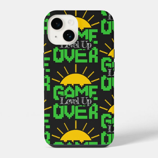Coque iPhone Game Over, Level Up : Aventure de bloc de pixel ré (Verso)