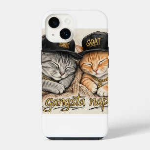 Coque Pour iPhone 14 Gangsta Nap — Chats rappeurs endormis, Chaînes en