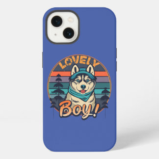 Etui iPhone 13 Garçon Charmant Chien Husky Rétro Vintage Cool