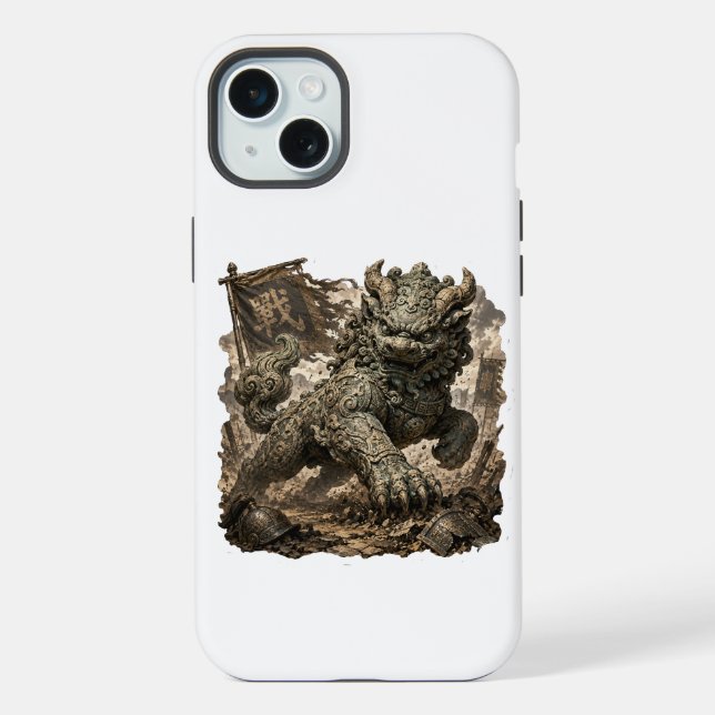 Coque iPhone Garde de pierre mythique Autocollant de fantaisie (Verso)