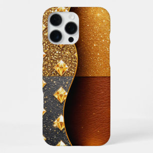 Coque iPhone 16 Pro Max Garde-flammes : Cuir revêtu de Parties scintillant