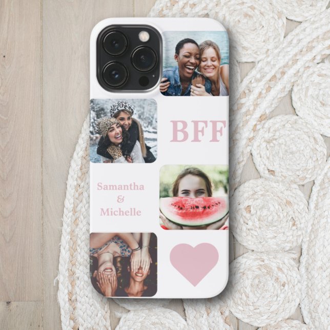 Coque iPhone Garde-photo rose BFF moderne (Créateur téléchargé)