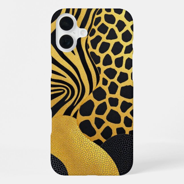 Coque iPhone Garde Sauvage : Impression d'animal noir et jaune (Verso)