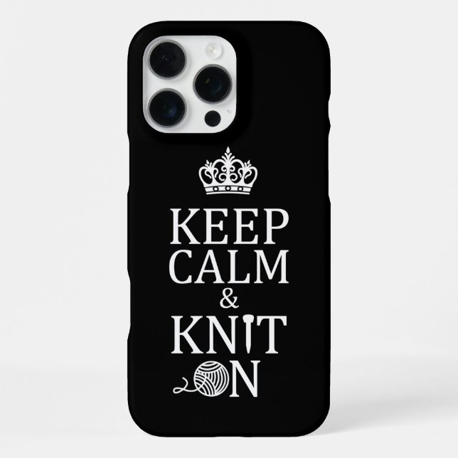 Coque iPhone Gardez Le Knit Calme Sur L'Artisanat Sombre (Verso)