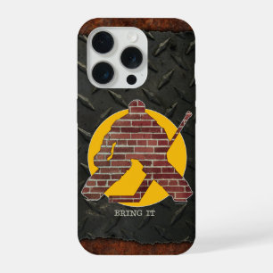 Coque iPhone 15 Pro Gardien de but de hockey mur de brique