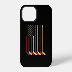 Coque iPhone 12 Gardien de hockey Drapeau USA Bâton de hockey Hock