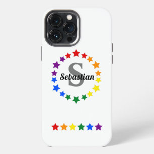 Etui iPhone 13 Pro Max Gay pride LGBT contemporain Stars Monogramme & Nom