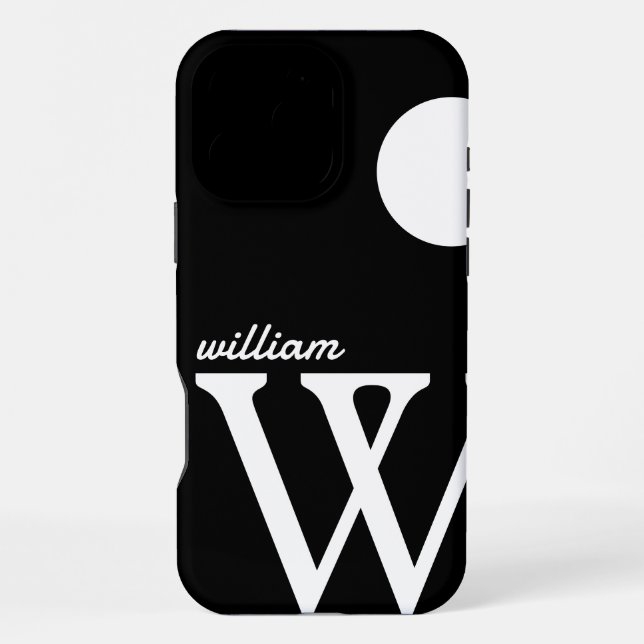 Coque iPhone Géant Monogramme Simple Noir et Blanc (Verso)