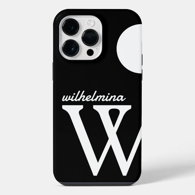 Coque iPhone Géant Monogramme Simple Noir et Blanc (Verso)