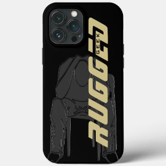 Etui iPhone 13 Pro Max geek noir robuste homme tenant la tête | Homme de 