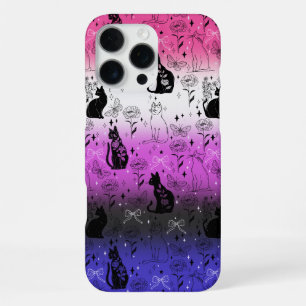Coque iPhone 16 Pro Max Genderfluide Pride Chat noir - Mystical Witchy