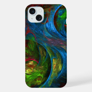 Coque iPhone 15 Plus Genèse Bleu Art Abstrait
