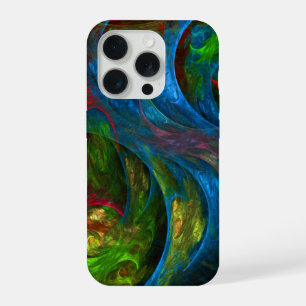 Coque iPhone 15 Pro Genèse Bleu Art Abstrait