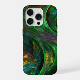 Coque iPhone 15 Pro Genesis Green Art Abstrait