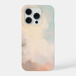 Coque iPhone 15 Pro Gentle Sky Clouds in Soft Blush and Blue
